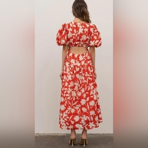 Moon River Women's Side tie, Cut-out Floral Print Tiered Shirred Dress. … - Picture 2 of 16